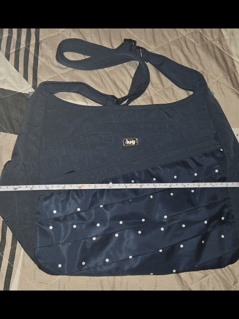 lug Parachutr Navy Quilted Polka Dot Shoulder Bag - Picture 2 of 11